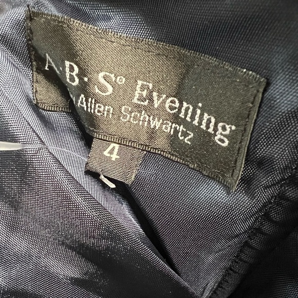 ABS EVENING BY ALLEN SCHWARTZ Strapless Faux Fur Gown Navy 4 - Picture 11 of 12